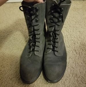 Gray suede Dr Martin's zip-up Boots